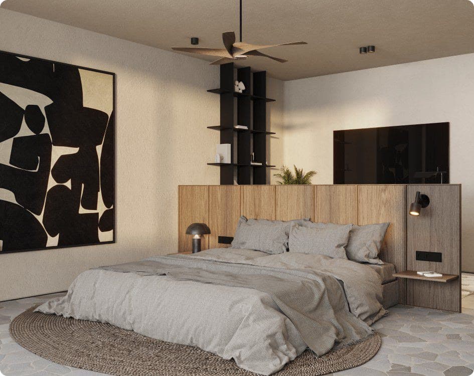 Living area with full-height glazing